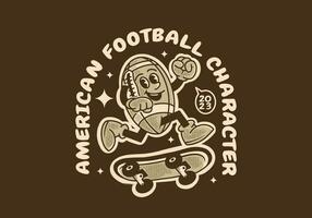 Vintage ▾ portafortuna personaggio di americano calcio palla salto su pattinare tavola vettore