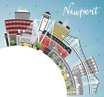 Newport Galles città orizzonte con colore edifici, blu cielo e copia spazio. vettore illustrazione. Newport UK paesaggio urbano con punti di riferimento.