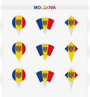 moldova bandiera, impostato di Posizione perno icone di moldova bandiera. vettore