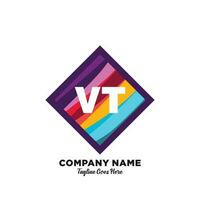 vt iniziale logo con colorato modello vettore. vettore