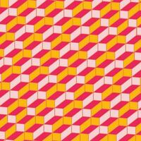 geometrico cubo senza soluzione di continuità modello sfondo nel rosa e giallo colore. vettore