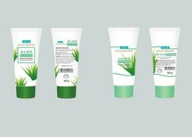 aloe Vera naturale estratto tubo, etichetta cosmetico confezione disegno, finto su. nuovo pacchetto design per crema, lozione, gel e idratante. vettore