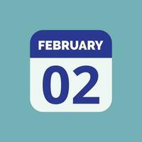 icona della data del calendario del 2 febbraio vettore