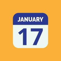 icona della data del calendario del 17 gennaio vettore