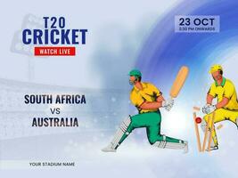 t20 cricket orologio vivere mostrare di partecipando squadra Sud Africa vs Australia. vettore