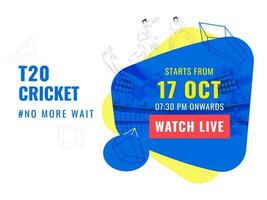 t20 cricket orologio vivere manifesto design per pubblicità. vettore