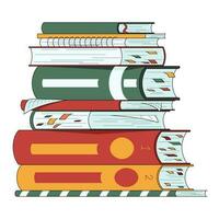 pila di libri, libri di testo con segnalibri e i Quaderni, lettura e apprendimento settore illustrazione. vettore