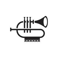 musicale strumento semplice icona tromba per jazz musica vettore