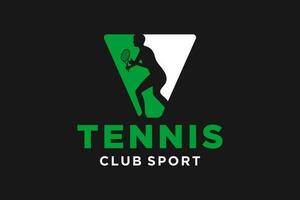 vettore iniziali lettera v con tennis creativo geometrico moderno logo design.