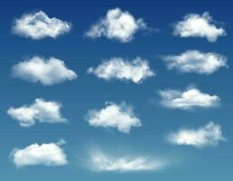 realistico nuvole nel blu cielo o Paradiso sfondo vettore