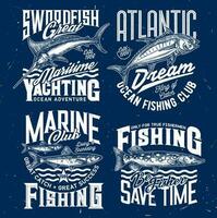 oceano pesca, yachting club maglietta vettore Stampa