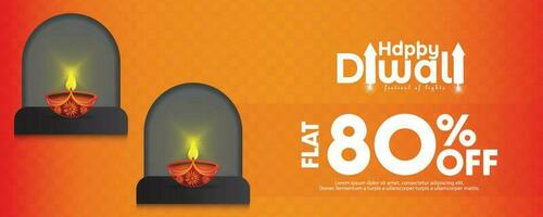 Diwali vendita bandiera con diya olio lampada. Festival stagione. vendita offerta, indiano Festival di luci, vettore