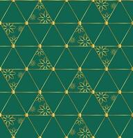 senza soluzione di continuità modello con oro floreale design. verde e oro geometrico vettore design.