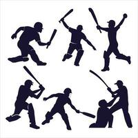 cricket giocatore persone silhouette vettore