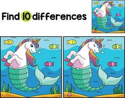 unicorno sirena trova il differenze vettore