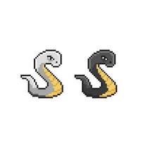 serpente con diverso colore nel pixel arte stile vettore