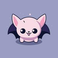 carino kawaii pipistrello chibi portafortuna vettore cartone animato stile