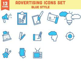 illustrazione di pubblicità icona impostato nel piatto stile. vettore