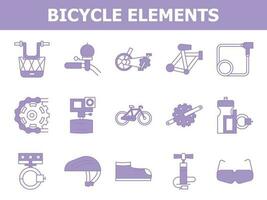 isolato bicicletta icona impostato nel viola e bianca colore piatto stile. vettore