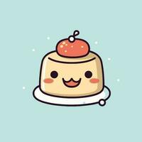 carino kawaii torta chibi portafortuna vettore cartone animato stile