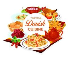 danese cucina cibo menù piatti, tradizionale pasti vettore