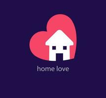 creativo cuore dentro Casa logo design. unico io amore mio casa logo modello. vettore