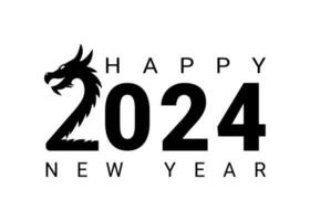 vettore design modello per il numero 2024 con Drago. il illustrazione include un' logo nel il modulo di un' nero etichetta, quale può essere Usato per diari, i Quaderni, calendari, e ragnatela pagine.