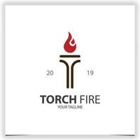 torcia fuoco energia calore icona logo premio elegante modello vettore eps 10