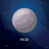 cartone animato mercurio pianeta per bambini formazione scolastica. solare sistema pianeti vettore