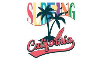 fare surf California Paradiso spiaggia camicia vettore