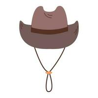 isolato Marrone maschio cowboy cappello con largo nastro e cravatte su bianca sfondo nel piatto stile. estate ricreazione vettore