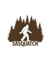 sasquatch bigfoot illustrazione vettore maglietta design
