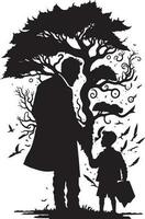padre e figlio tatuaggio design idea con albero vettore file