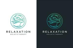 olistica terapia logo design vettore