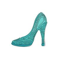 icona di scarpe da donna disegno a linea continua. contorno di scarpe da donna con tacco alto. design di calzature alla moda. scarpa da donna elegante con tacco alto. stile ricciolo a spirale. illustrazione grafica vettoriale di disegno a linea singola