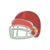 caschi da football americano con disegno a linea continua singola. elemento di design per logo, etichetta, emblema, segno, poster, maglietta. stile ricciolo a spirale. illustrazione vettoriale di disegno grafico dinamico di una linea