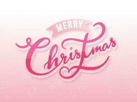 allegro Natale font testo su rosa e bianca natale Festival elementi sfondo. vettore