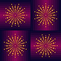 d'oro fuochi d'artificio su viola sfondo nel quattro parte. vettore