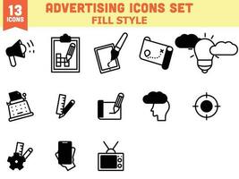 illustrazione di pubblicità icona impostato nel piatto stile. vettore