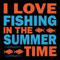 io amore pesca nel il estate tempo maglietta design vettore