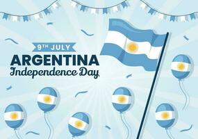 contento argentina indipendenza giorno su 9 ° di luglio vettore illustrazione con agitando bandiera nel piatto cartone animato celebrazione mano disegnato atterraggio pagina modelli