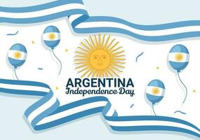 contento argentina indipendenza giorno su 9 ° di luglio vettore illustrazione con agitando bandiera nel piatto cartone animato celebrazione mano disegnato atterraggio pagina modelli