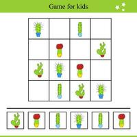 educativo gioco per bambini con cactus nel pentole vettore