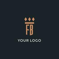 fb logo iniziale con pilastro icona disegno, lusso monogramma stile logo per legge azienda e procuratore vettore