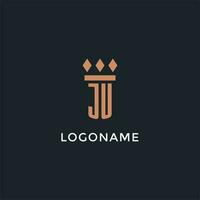 ju logo iniziale con pilastro icona disegno, lusso monogramma stile logo per legge azienda e procuratore vettore