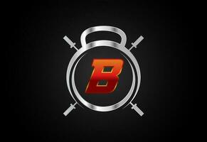 inglese alfabeto B con Palestra e fitness cartello. sollevamento vettore logo design. vettore logo per bodybuilding