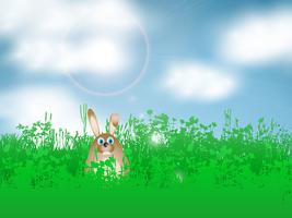 Coniglietto di Pasqua in erba vettore