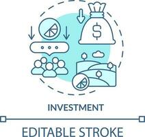 investimento turchese concetto icona. acquisto proprietà. più ampia azienda agricola attività commerciale ambiente astratto idea magro linea illustrazione. isolato schema disegno. modificabile ictus vettore