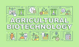 agricolo biotecnologia parola concetti verde striscione. infografica con modificabile icone su colore sfondo. isolato tipografia. vettore illustrazione con testo