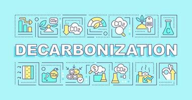 decarbonizzazione parola concetti blu striscione. proteggere ecologia. infografica con modificabile icone su colore sfondo. isolato tipografia. vettore illustrazione con testo